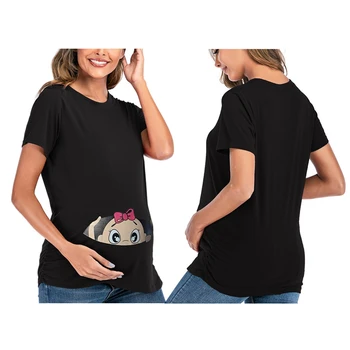 

Woman Maternity Tops Baby Peeking T Shirt Pregnancy Mothers Tops Shirt Mom Tshirt