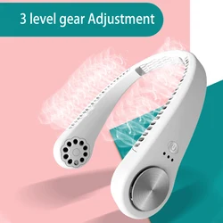 Porous Hanging Neck Fan Sports Fan Lazy Portable Mini Fan No Leaf Usb Mini Mute Electric Fan Three-Speed Double Fan