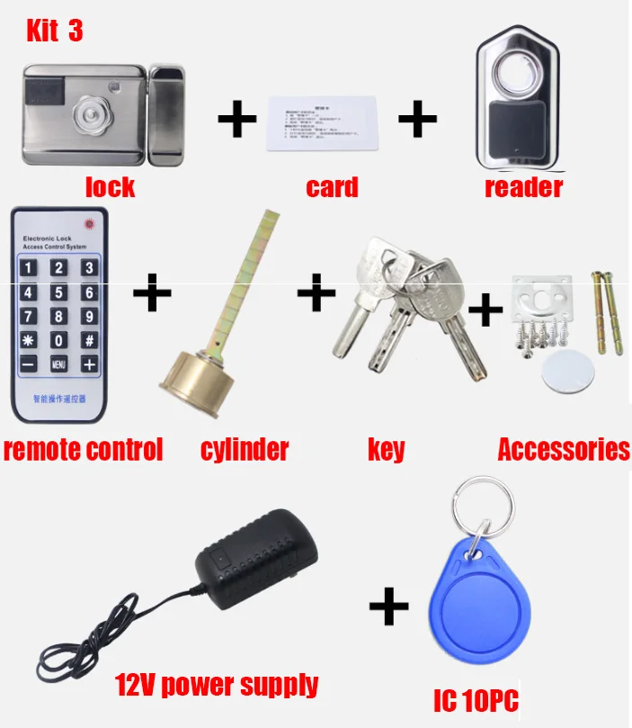 kit 3 For video intercom security access control electronic lock door lock support mobile APP remote unlock smart lock castle - Цвет: kit 3