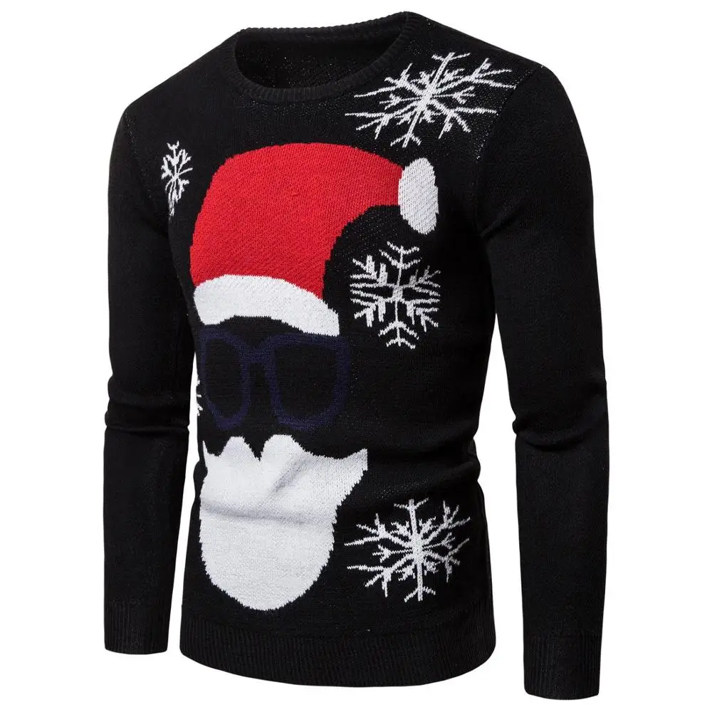 Mens Causal O Neck Sweater Deer Printed Autumn Winter Christmas Pullover Knitted Jumper Sweaters | Мужская одежда