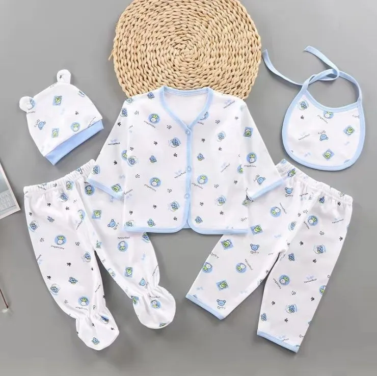 0-3 Months Infant Clothing Set Cotton Newborn Boys Clothes Baby Underwear for Girls Print New Born Baby Girl Five-Piece Suit baby dress and set