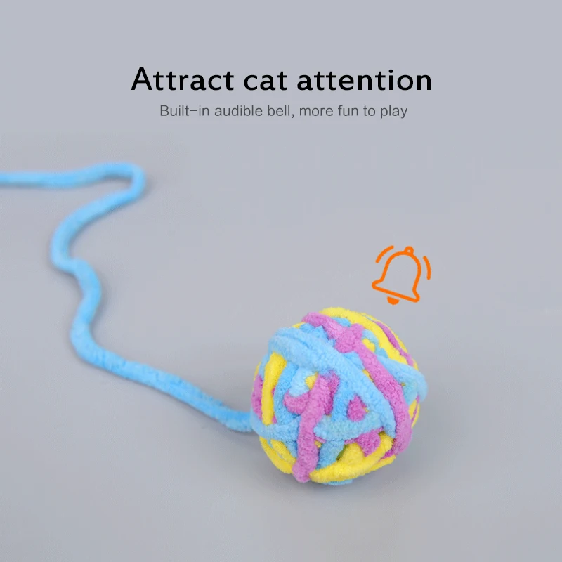 Cat Bell Toy Ball Molar Gnaw Toy Wool Tail Ball Uncomfortable Interactive Toy Wool Bell Ball Pet Toy