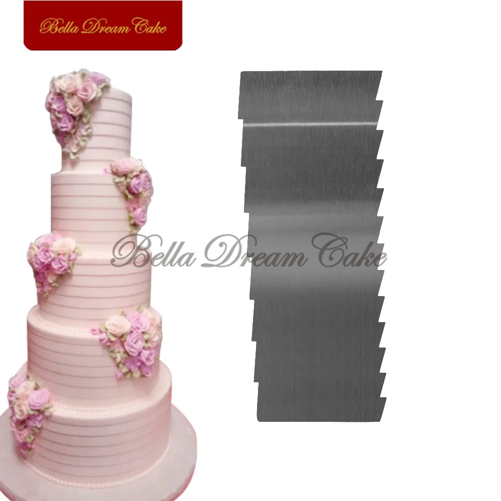  1pc Double Side Sawtooth Shape Stainless Steel Scraper Cake Spatulas Butter Cream Smoother Cake Com