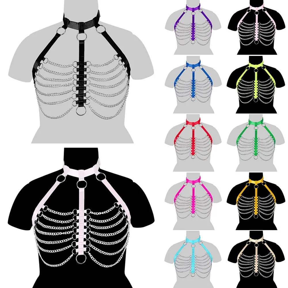 

Plump Womens Corset Gothic Clothes Steampunk Bustier Bodice Plus Size Lingerie Festival Rave Wear O- Rings Metal Chain Accessory