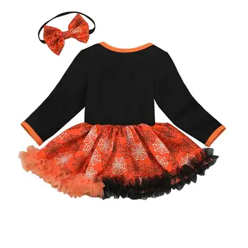 

Newborn Infant Baby Girls Halloween Pumpkin Tutu Romper Tulle Long Sleeve Cute Dress Fashion Outfits With High quality