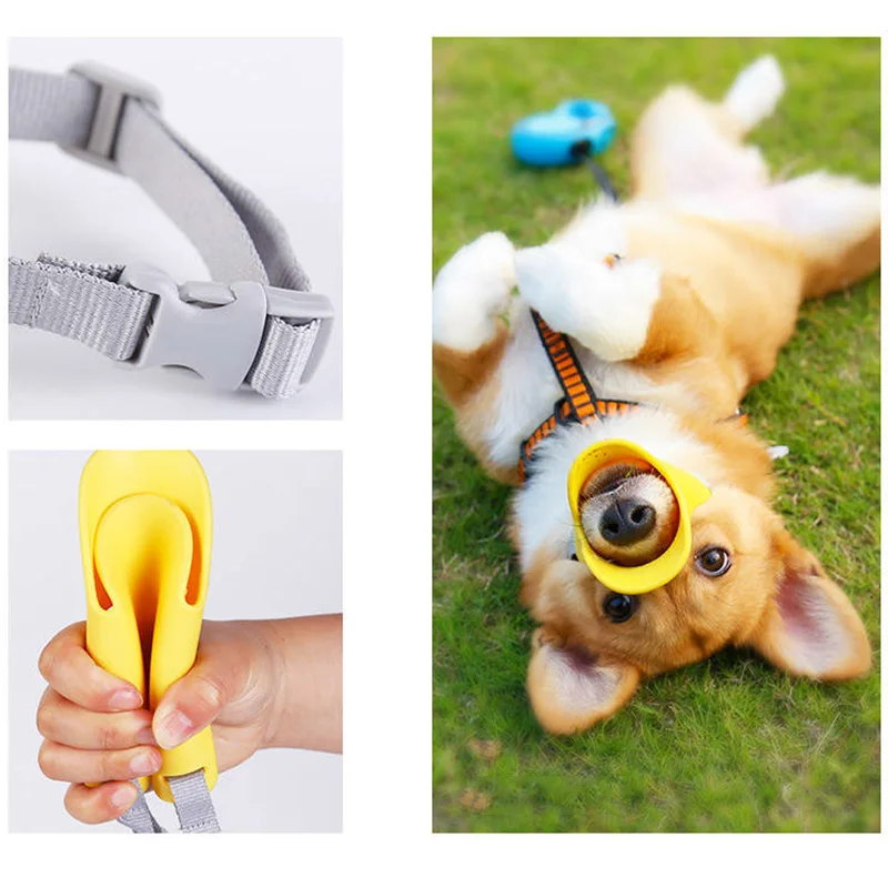 

Lovely Dog Muzzle Silicone Adjustable Dog Mouth Muzzle For Dogs Cute Duck Anti-bite Anti-called Dog Bark