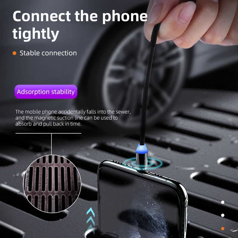 ! ACCEZZ 3 в 1 светодиодный магнитный зарядный кабель для освещения Micro USB Type C Быстрая