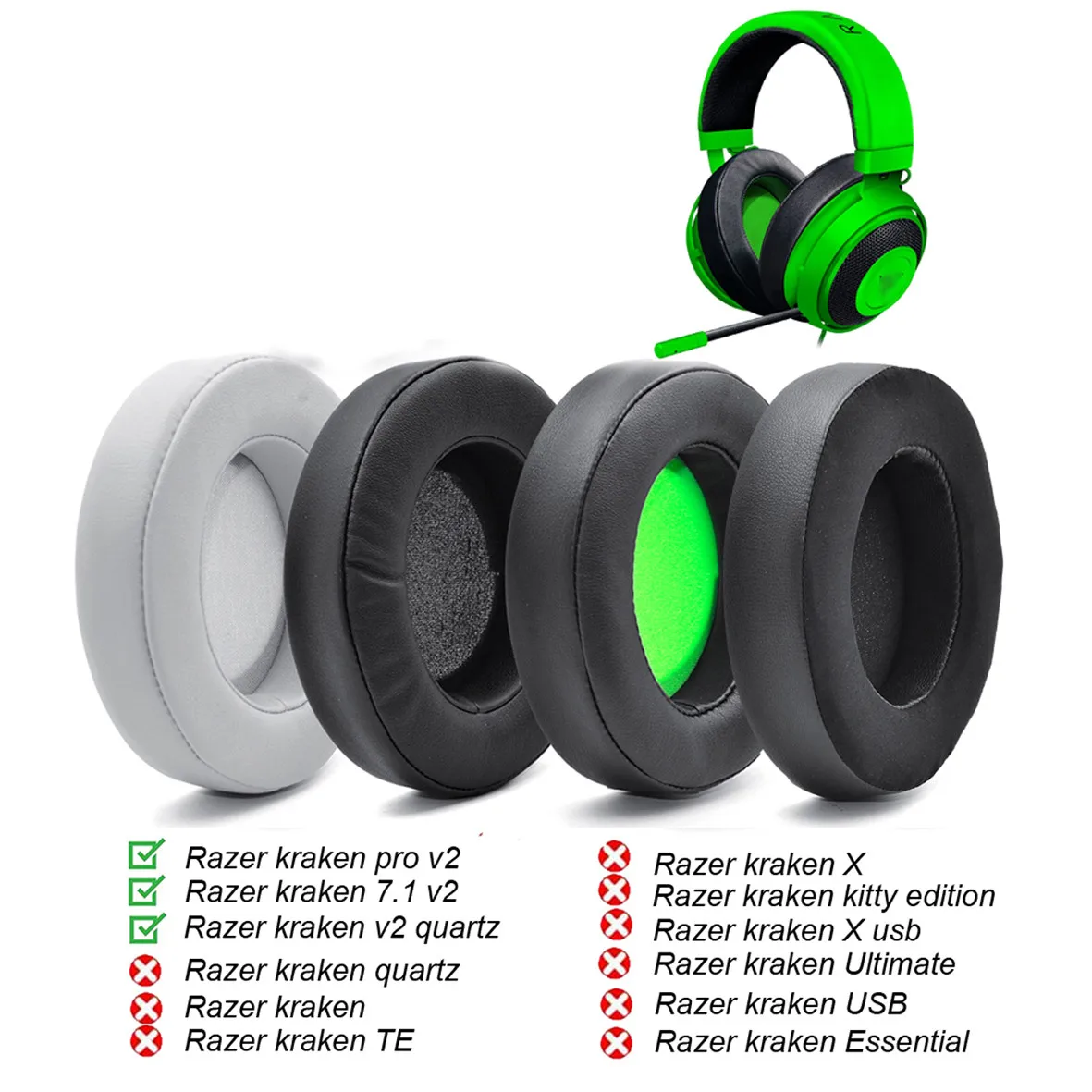 Сменные амбушюры для Razer Kraken 7 1 Chroma V2 USB Gaming Pro вкладыши наушников | Электроника