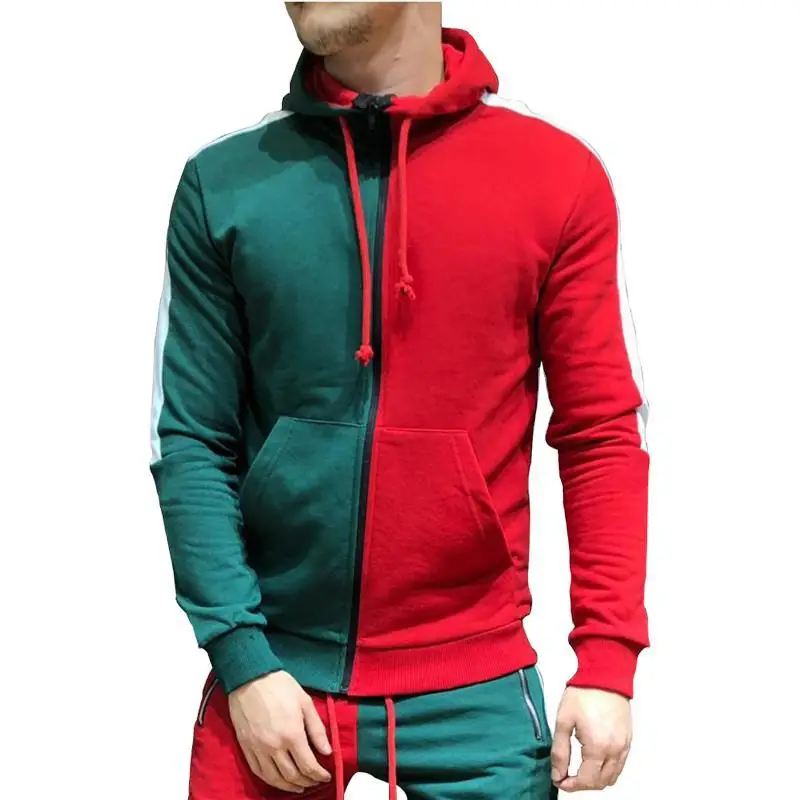 

Autumn Men's Casual Sports Sweater Color Matching Cardigan Fitness Striped Outdoor Hoodie Men Hojogging Odies Jacket Gym Shirt