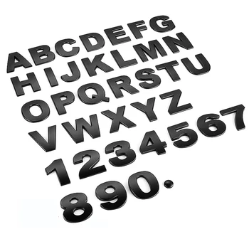 

3d metal car exterior sticker ABC 123 chrome alphabet emblem decoration body stickers black sliver 25mm 45mm auto accessories