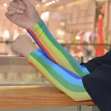 Радужная полоса лед шелк Защита от солнца рукав для женщин мужчин унисекс рука охлаждения Гольф велосипед Велоспорт рукава Чехол