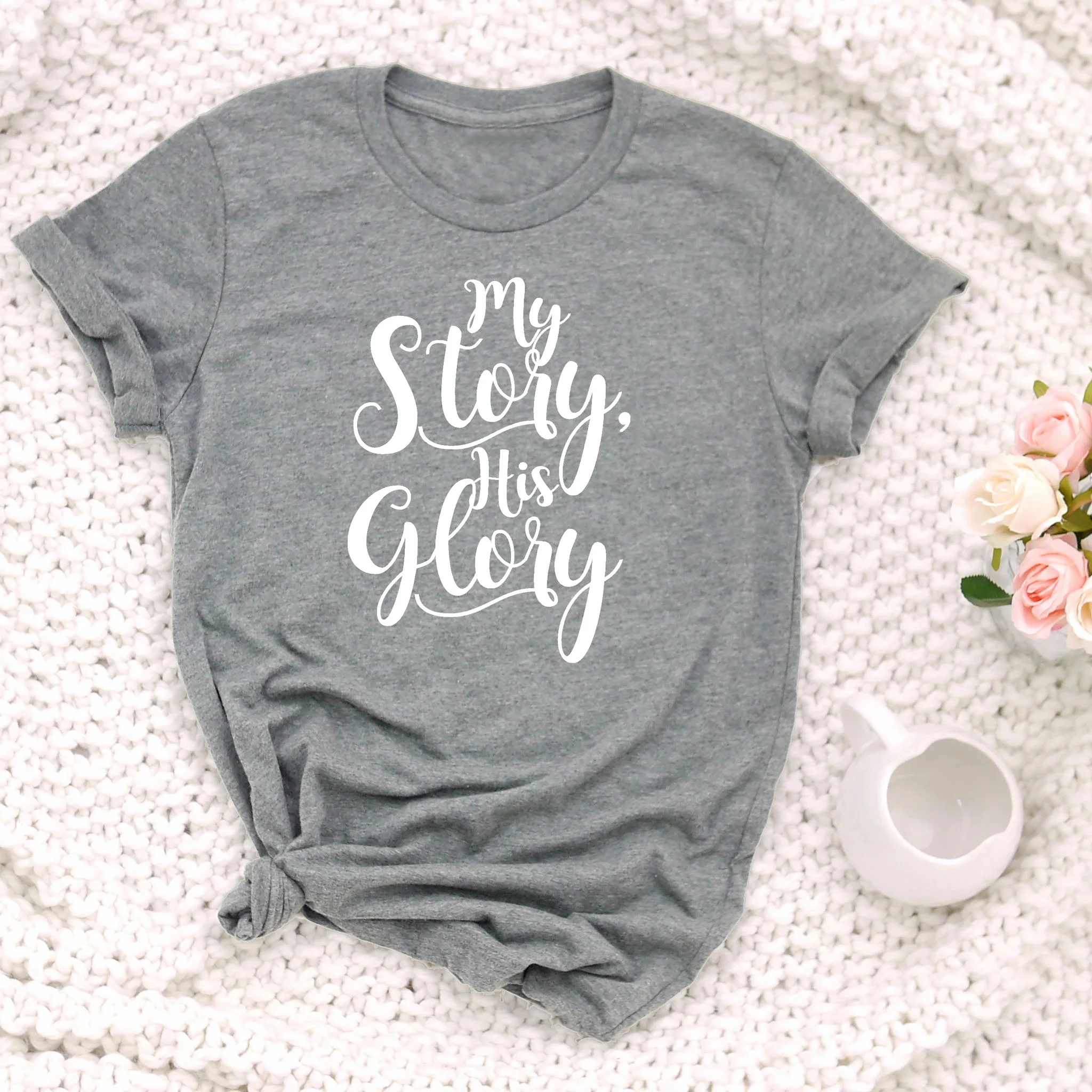 Забавная футболка My Story His Glory 100% хлопок винтажная Женская унисекс со слоганом tumblr