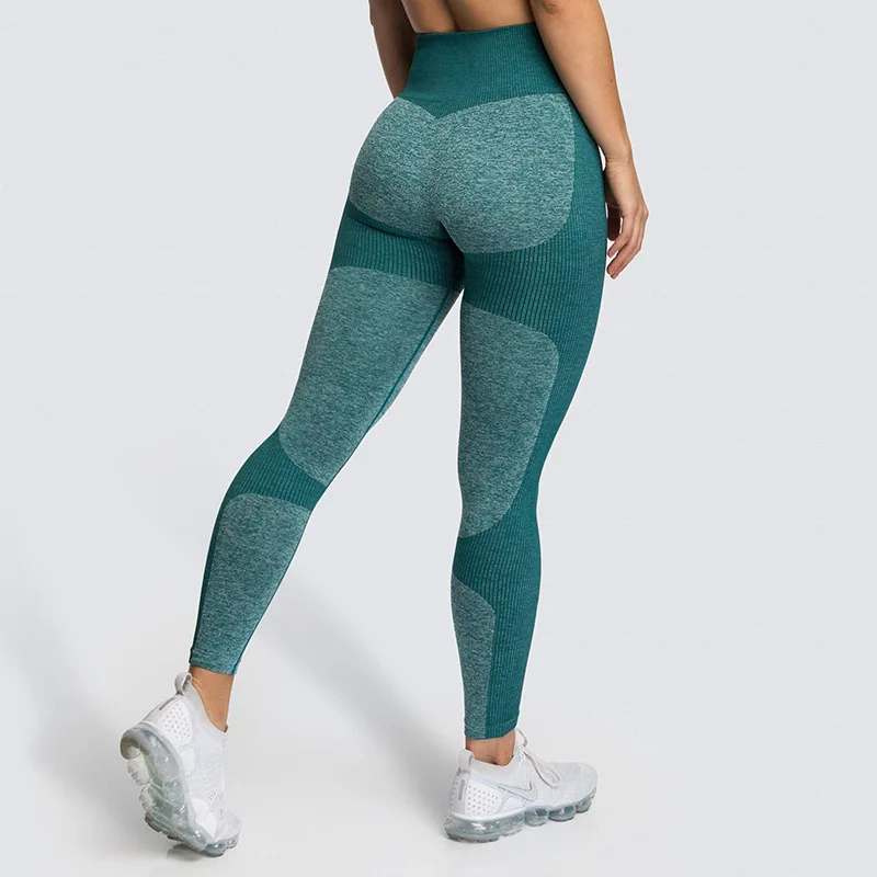 Green Vital Energy Seamless Leggings High Waist Gym Fitness Push Up Scrunch Butt Leggings Sport Athletic Wear Women Pants - Цвет: Green