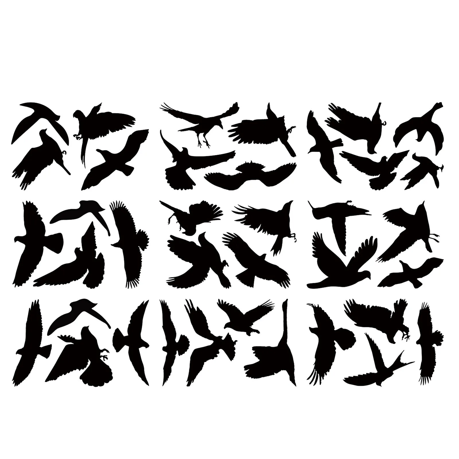 Anti-Collision Sticker Black Bird Glass Windows Stickers Static Electricity Removable Windows DIY Wall Decals Home Decoration