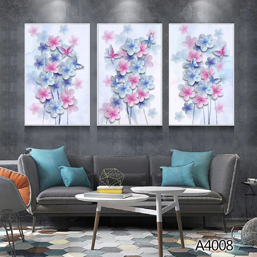 

Modern Abstract Oil Painting Print on Canvas 3pcs Modular Color Flower Canvas Printing Wall Art Picture Painting for Home Decor