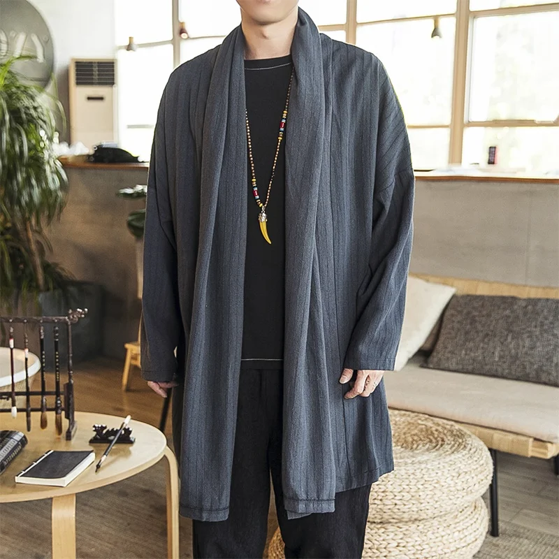 Мужская длинная рубашка китайская Восточная одежда мужская одежда кунг-фу китайская куртка кардиган традиционная китайская одежда для мужчин KK2984