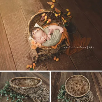

Newborn Baby Photography Props Handmade Rattan Basket Vintage Newborn Prop for Photo Shoot Boy Fotografia Accessories Background