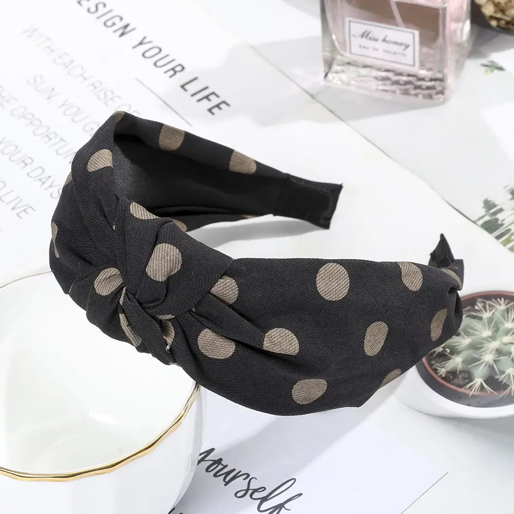 G AWAYTR Dots Print Headband for Women Hair Accessories Cotton Hair Hoop Wide Head Band Knotted Center Adults Headdress Hairband - Цвет: G