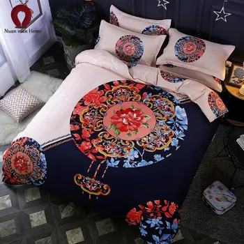 

China wind home textile supplies plant cashmere four sets of sanding printed bedding four sets of free shipping