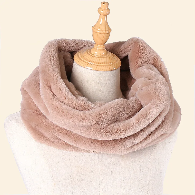 Женский зимний шарф, кожаный и меховой шарф, имитирующий кроличью шерсть, шарф, сохраняющий тепло, вязаный шерстяной шарф
