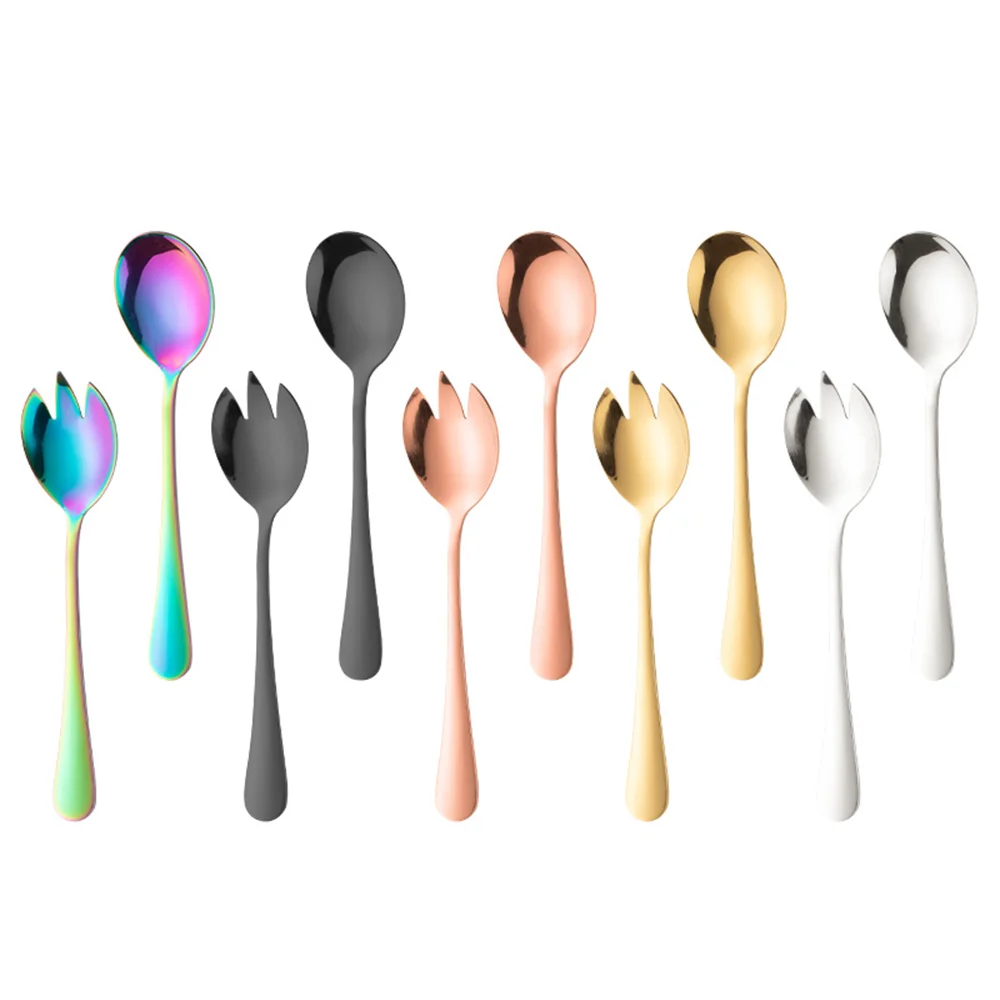 10pcs Salad Server Set Stainless Steel Salad Serving Set With Colorful