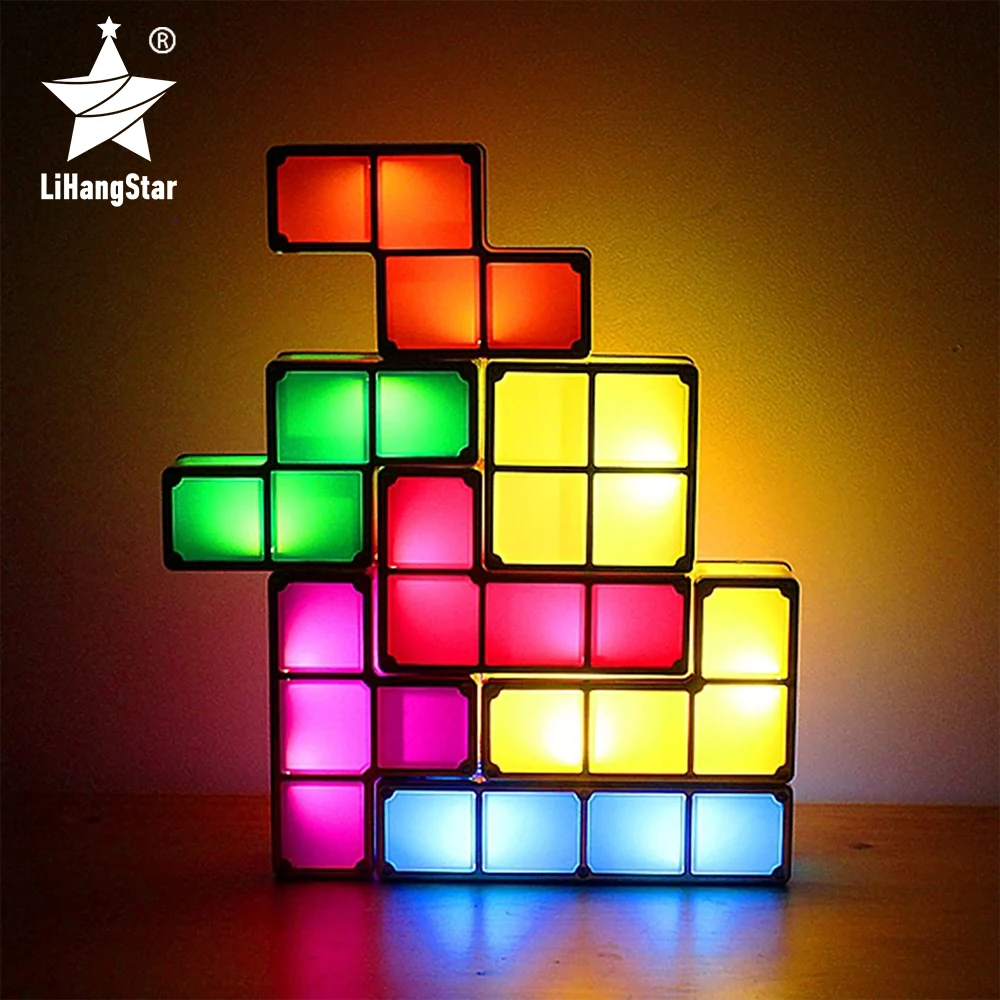 Stackable LED Retro Block Puzzle Lamp