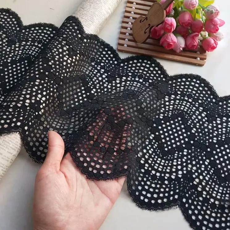 Black Stretch Lace Ribbon 1 Meter Embroidered Elastic Lace Trims Garment Accessories DIY Sewing Jacquard Tape for Underwear