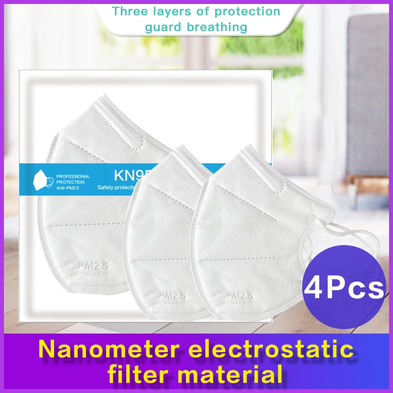 

4PCS KN95 protective mask nano-level electrostatic filter