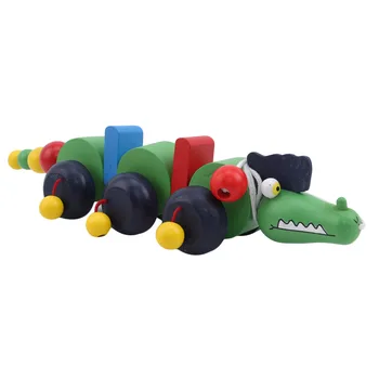 

Children's Early Education Wooden Toys Croco Trailer Vehicle Blocks Toddler Learning Walk Toy Car Baby Toys Building Block Gifts