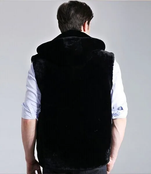 Jaqueta De Couro Masculina жилет из искусственного меха с капюшоном без рукавов Мужское пальто из искусственного меха куртка черная плюс размер ветровка 6XL S58