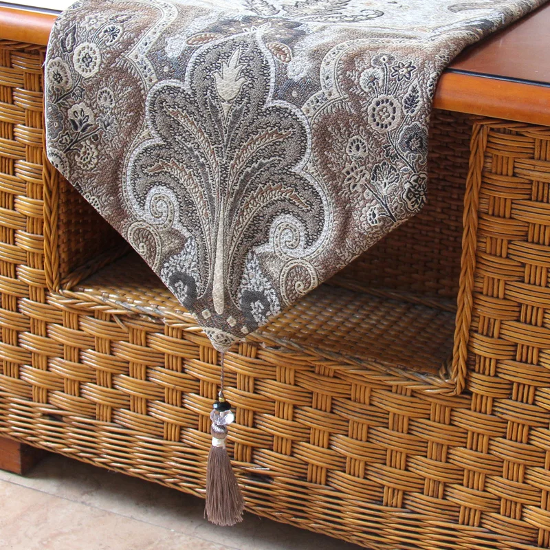 Европейский стиль винтажный настольный бегун покрывало ТВ кабинетные Чехлы украшение дома вечерние банкетные Роскошные жаккардовая скатерть - Цвет: C