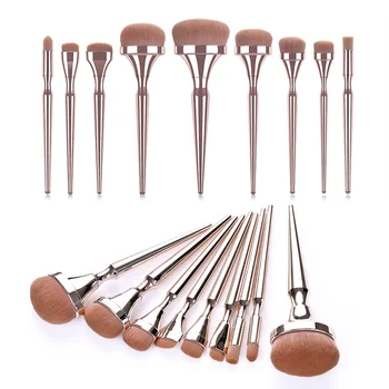 

9Pcs Portable Foundation Oval Brushes Champagne Gold 0 Shape Seal Stamp Makeup Brushes Soft Powder Blush Brush Pincel Maquiagem