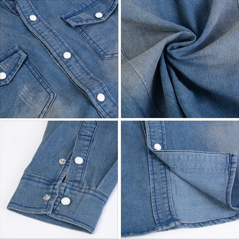 MJARTORIA Denim Shirt Men Cotton Jeans Shirt Fashion Autumn Slim Long Sleeve Cowboy Shirt Stylish Wash Slim Tops Asian Size 3XL MJARTORIA Denim Shirt Men Cotton Jeans Shirt Fashion Autumn Slim Long Sleeve Cowboy Shirt Stylish Wash Slim Tops Asian Size 3XL