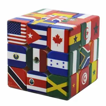 

Kuulee Magic Cube High Quality Child Interesting Toys UV Printing National Flag Magic Cube Children's Educational Toys 3x3x3