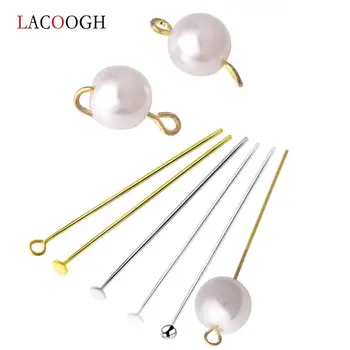 

Lacoogh 10pcs S925 Sliver Head Pins Needles Eye Pins 12/20/25/30/35/40/45/50mm Gold Silver Color For Earrings DIY Jewelry Making