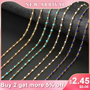 CSJA Fashion Women Stainless Steel Necklace Gold Color Beaded Chain Chokers Necklaces Chic Wedding Gift Collier Femme 2020 S673