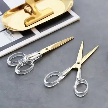 

2020 Simple Acrylic Transparent Scissors Golden Metal Office Handbook DIY