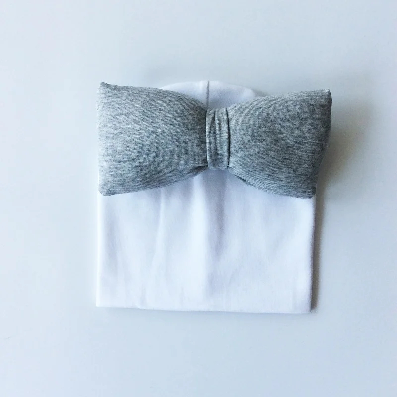 white grey Детская шапка для девочек, хлопковая шапка с бабочкой для девочек, зимняя детская шапка, детские шапки, шапка s - Цвет: white grey