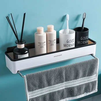 

Punch-free Bathroom Shelf Soap Shampoo Cosmetic Shower Shelves Wall Mounted Kitchen Storage Rack Towel Rack Hanging Holder