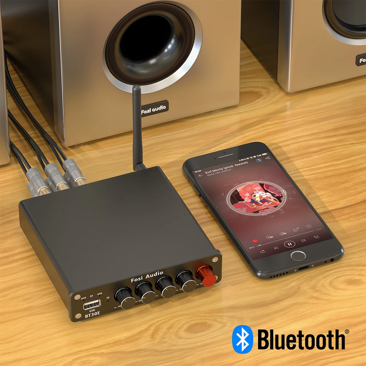 Amplificador de Potência Subwoofer para Cinema em Casa Fosi Áudio Bluetooth U-disk Player 2.1 Canais Bt30e Amplificador 50w x2 - Image 3