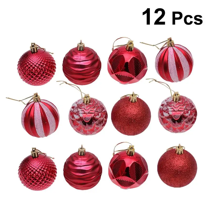 

12pcs 6CM Christmas Ball Christmas Tree Decoration Hanging Display Ornament for Home Party Wedding (Red)