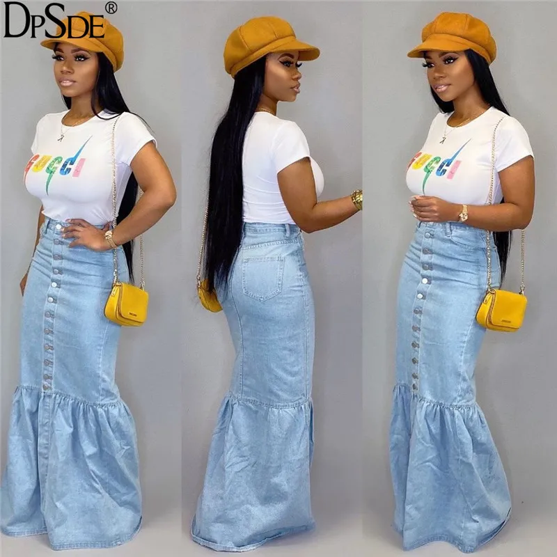 DPSDE/осень; светло-голубые повседневные длинные юбки на пуговицах; элегантная юбка с высокой талией и карманами; Новинка года; утолщенная юбка для девочек