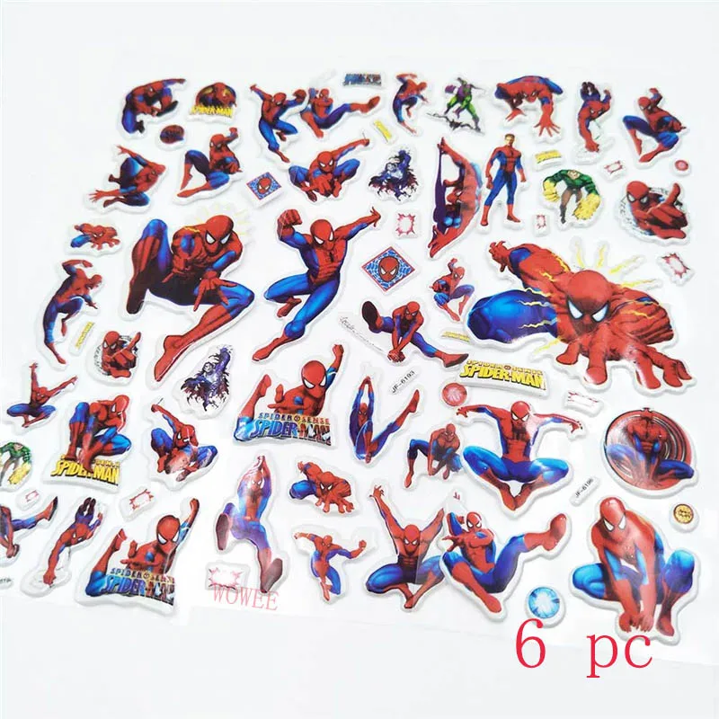 Принадлежности для украшения вечеринки в честь Дня Рождения Человека-паука, одноразовая посуда, скатерть, чашки, тарелки, баннер для детей, мальчиков, для душа, подарок - Цвет: 6pc Stickers
