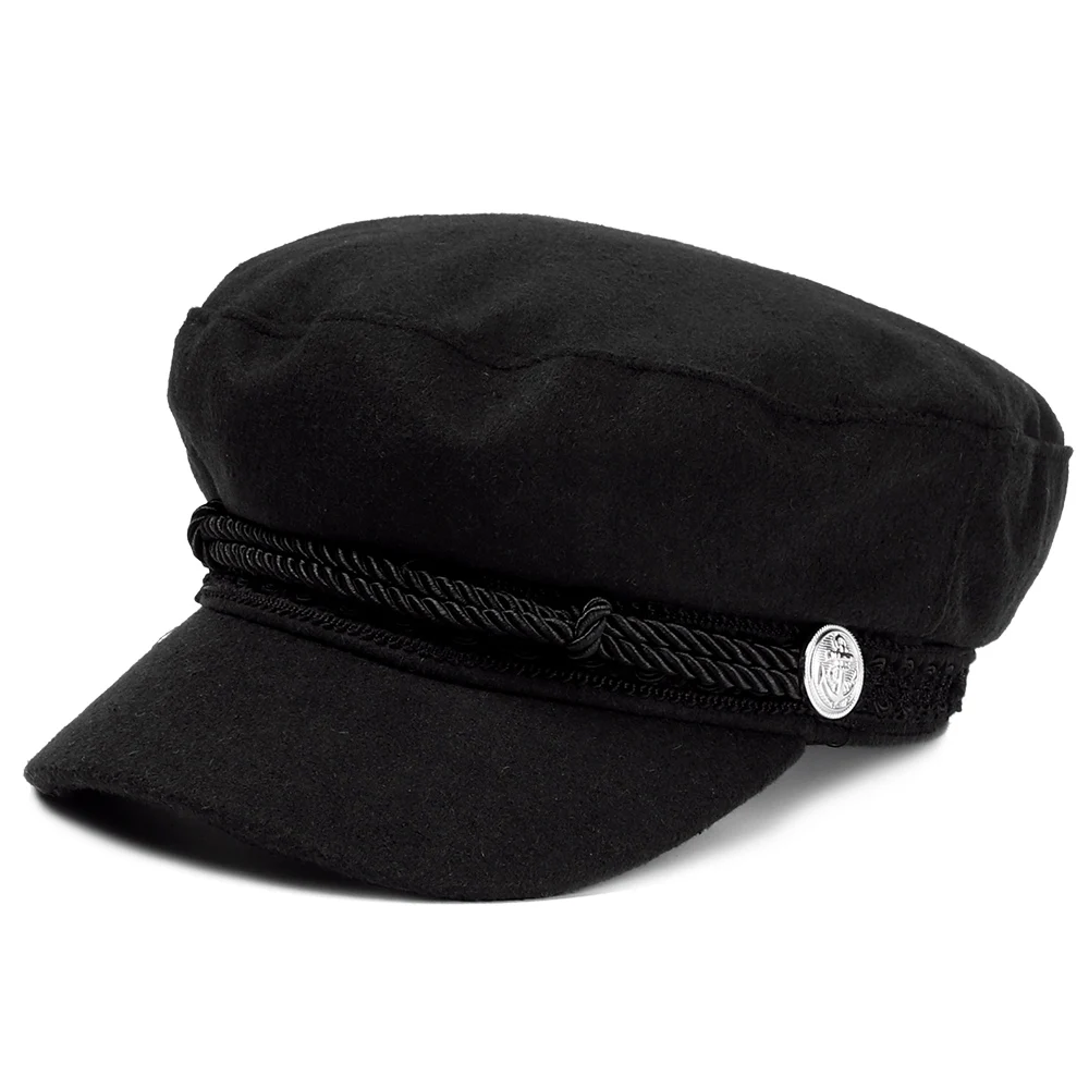 1 шт Новая мода из искусственной кожи берет шапки военная шляпа осенние шляпы матроса черный серый плоский верх Женская дорожная Кепка Кадетская Кепка Капитана