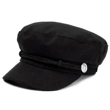 1 шт Новая мода из искусственной кожи берет шапки военная шляпа осенние шляпы матроса черный серый плоский верх Женская дорожная Кепка Кадетская Кепка Капитана