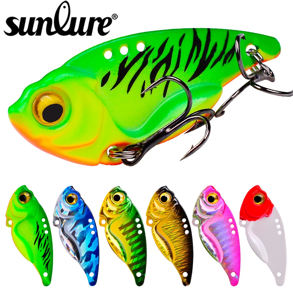 Sunlure 5 шт. приманки VIB 3D глаза плавающий воблер типа Минноу 7g-10g-15g ложка картина