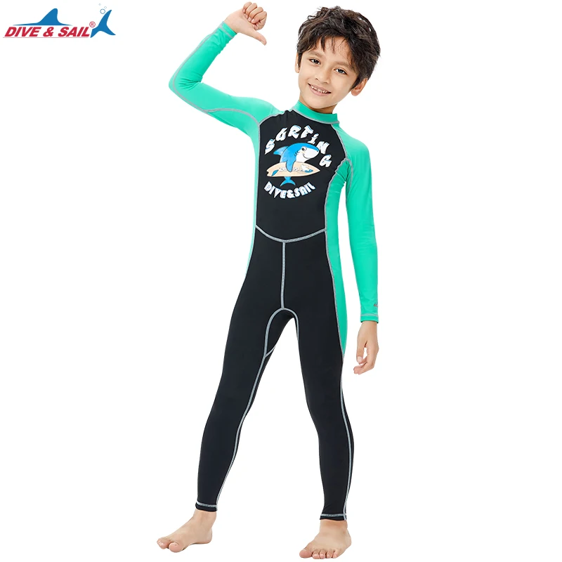 

Kids Full Body Swimsuit Rash Guard One Piece UV Protection UPF50+ Long Sleeve Swimwear Back Zip Wetsuit Bathing Suit