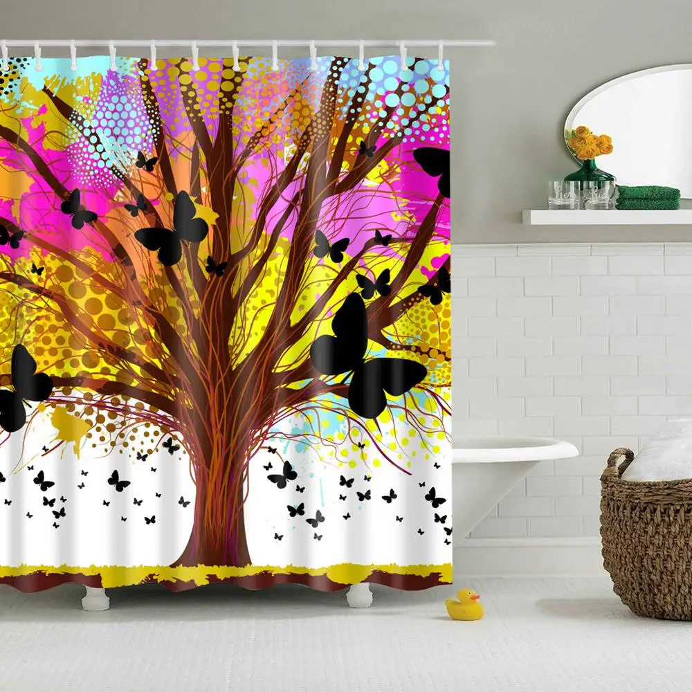 Занавеска для душа Dafield с изображением дерева водостойкая Всесезонная из