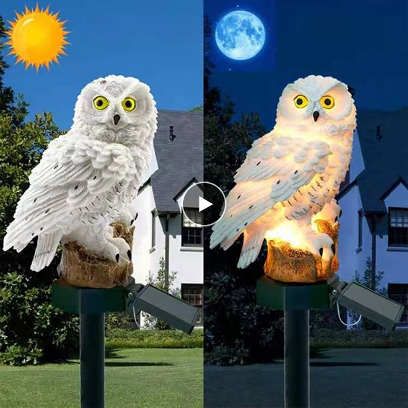 Solar Powered Garden LED Lights Owl Animal Ornament Lamp Waterproof Energy Panel  Unique Outdoor Solar Lamps Yard Fence Light