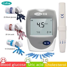 Cofoe 3 in 1 multi monitoring meter Test Cholesterol meter& Uric acid meter & blood glucose meter, test strips,lancets
